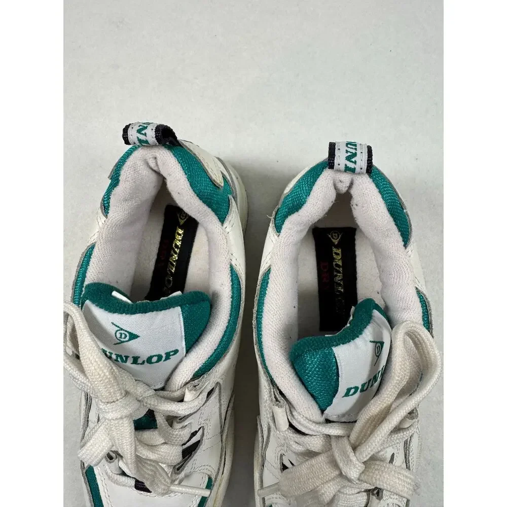 Dunlop Vintage 90s Women's Tennis Court Sneakers WB4000 White Leather Green 6.5